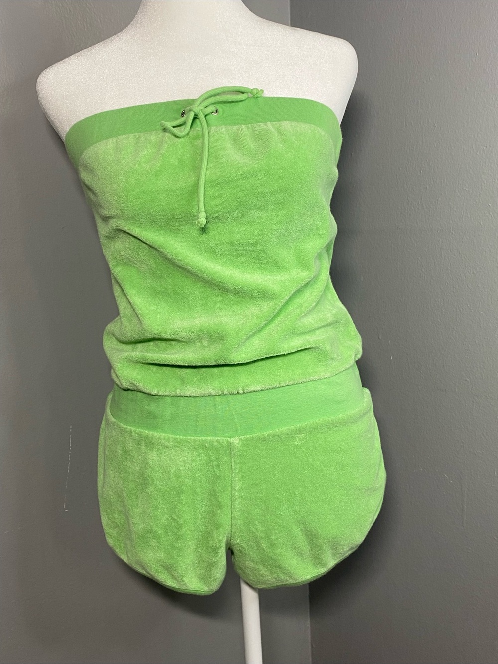 Xhilaration - Lime Green Terrycloth Tube Short Romper